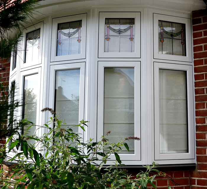 white bow window up close